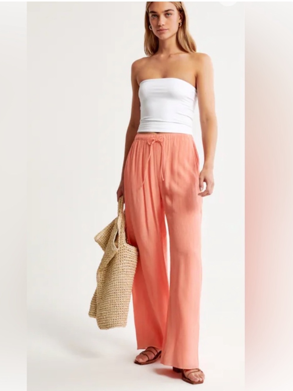 Crinkle Textured Pull On Pants by Abercrombie & Fitch